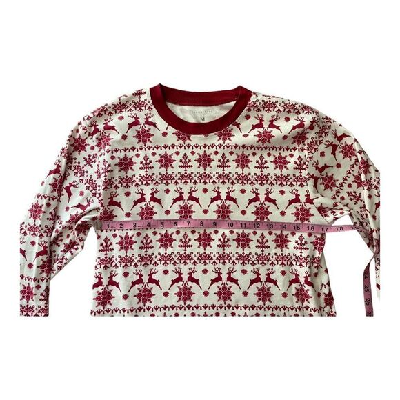 Pottery Barn Kids Women’s Size M Organic Cotton Red Christmas Sleep Top EUC - Picture 4 of 9